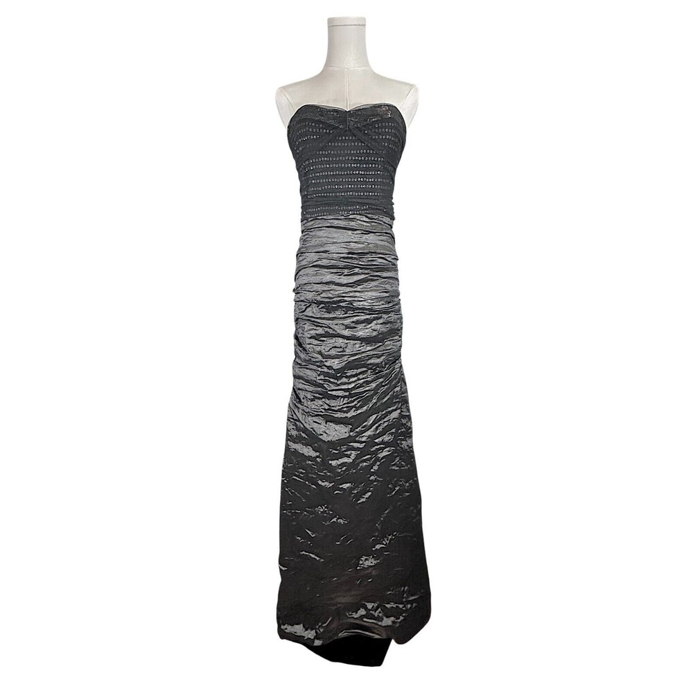Nicole Miller Formal Ruched Sequin Strapless Formal Dress Black